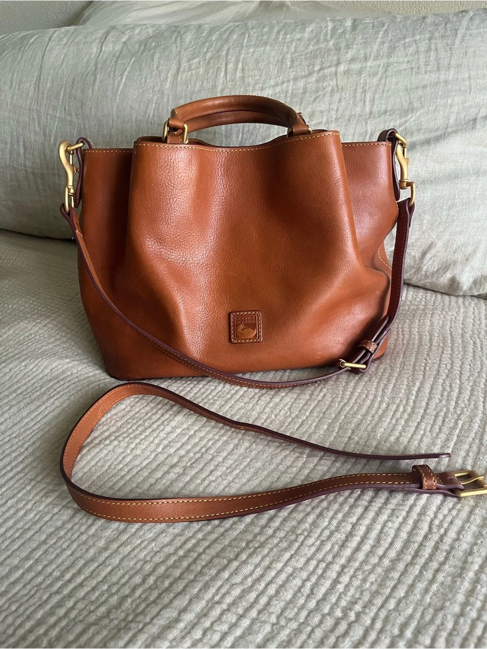 Dooney & Bourke Florentine Brown Leather Barlow Satchel - Convertible